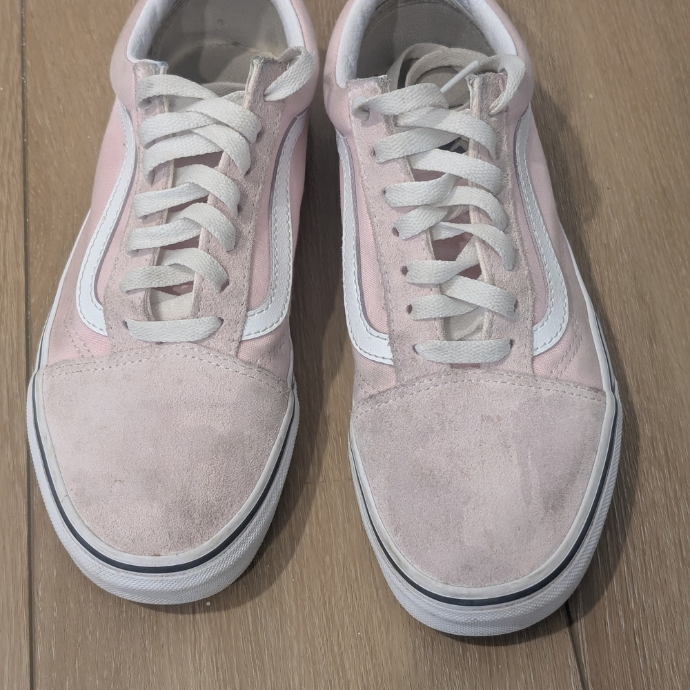 Vans Women's Pink and White Sneakers